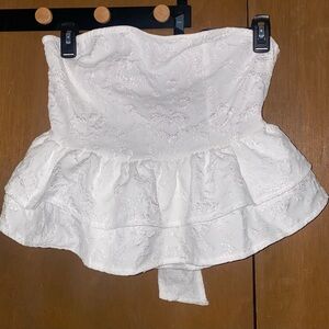 Amazon White Floral Textured Crop Top